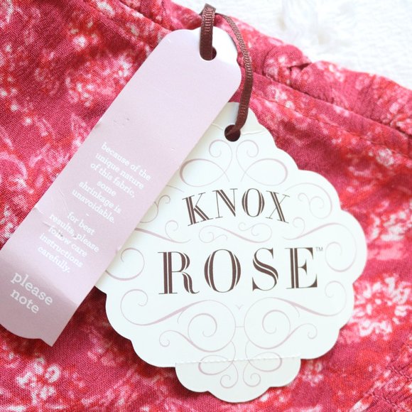 Knox Rose | Floral Smocked Tie-Strap Tiered Ruffle Red Midi Dress NWT | M - Picture 7 of 12